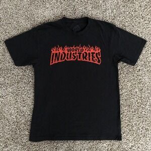 World Industries Red Flames Black Graphic T-Shirt Men Size Medium Skater Boy Y2K